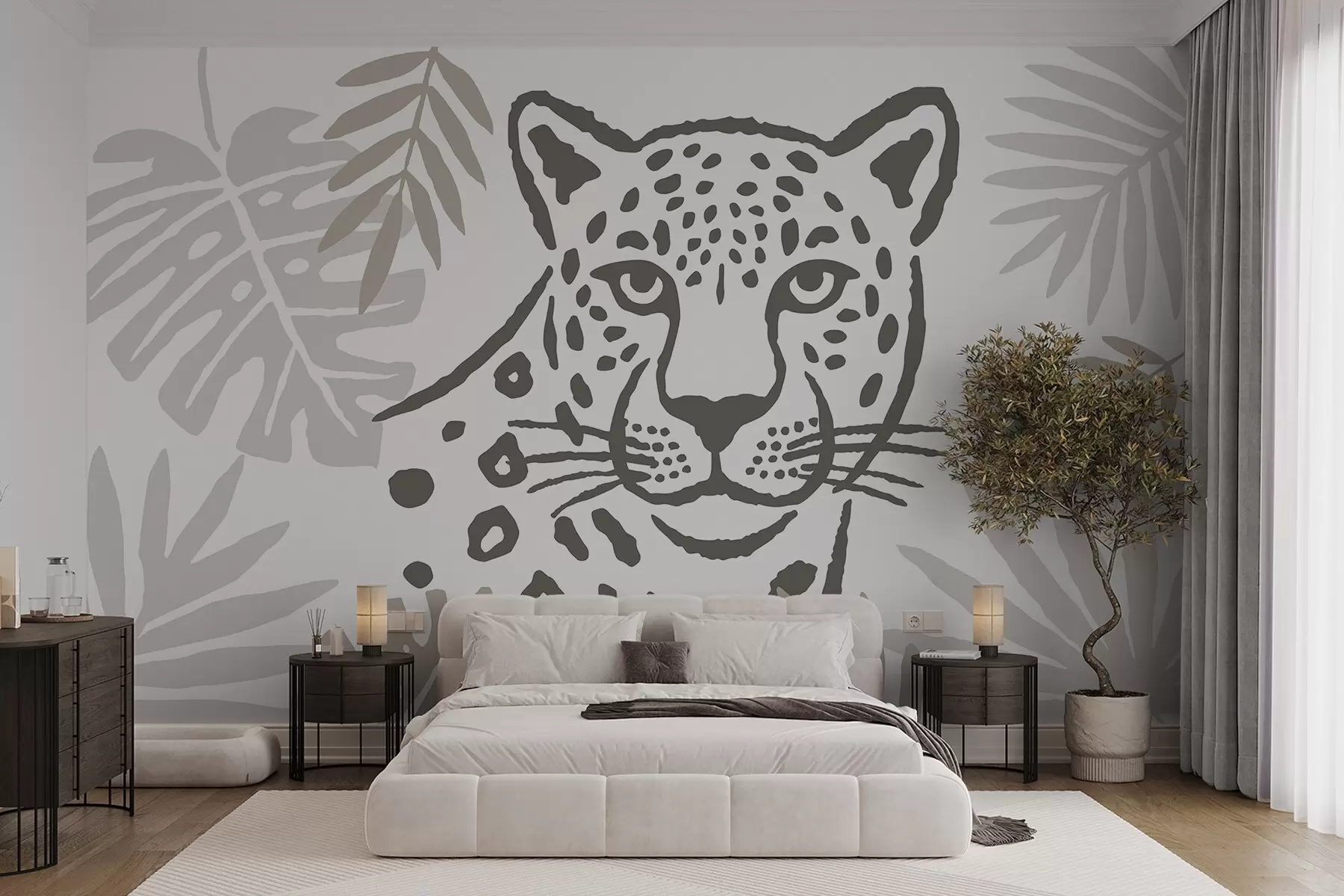wall murals Леопард у лишћу w05396