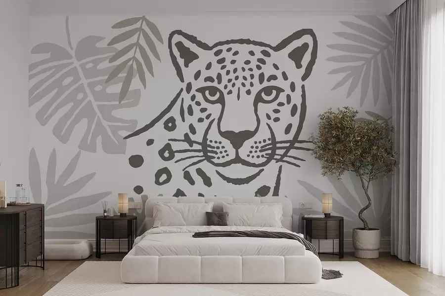 wall murals Леопард у лишћу w05396