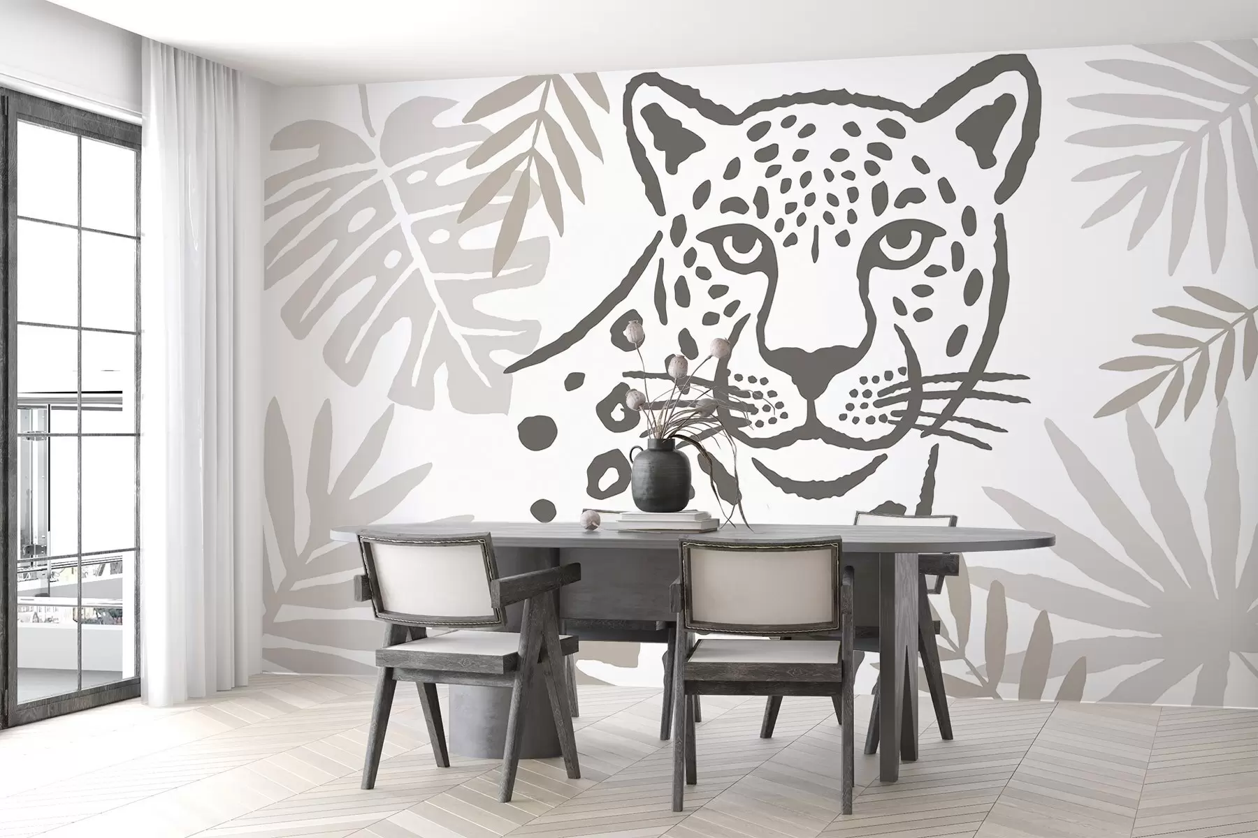 wall murals Леопард у лишћу w05396