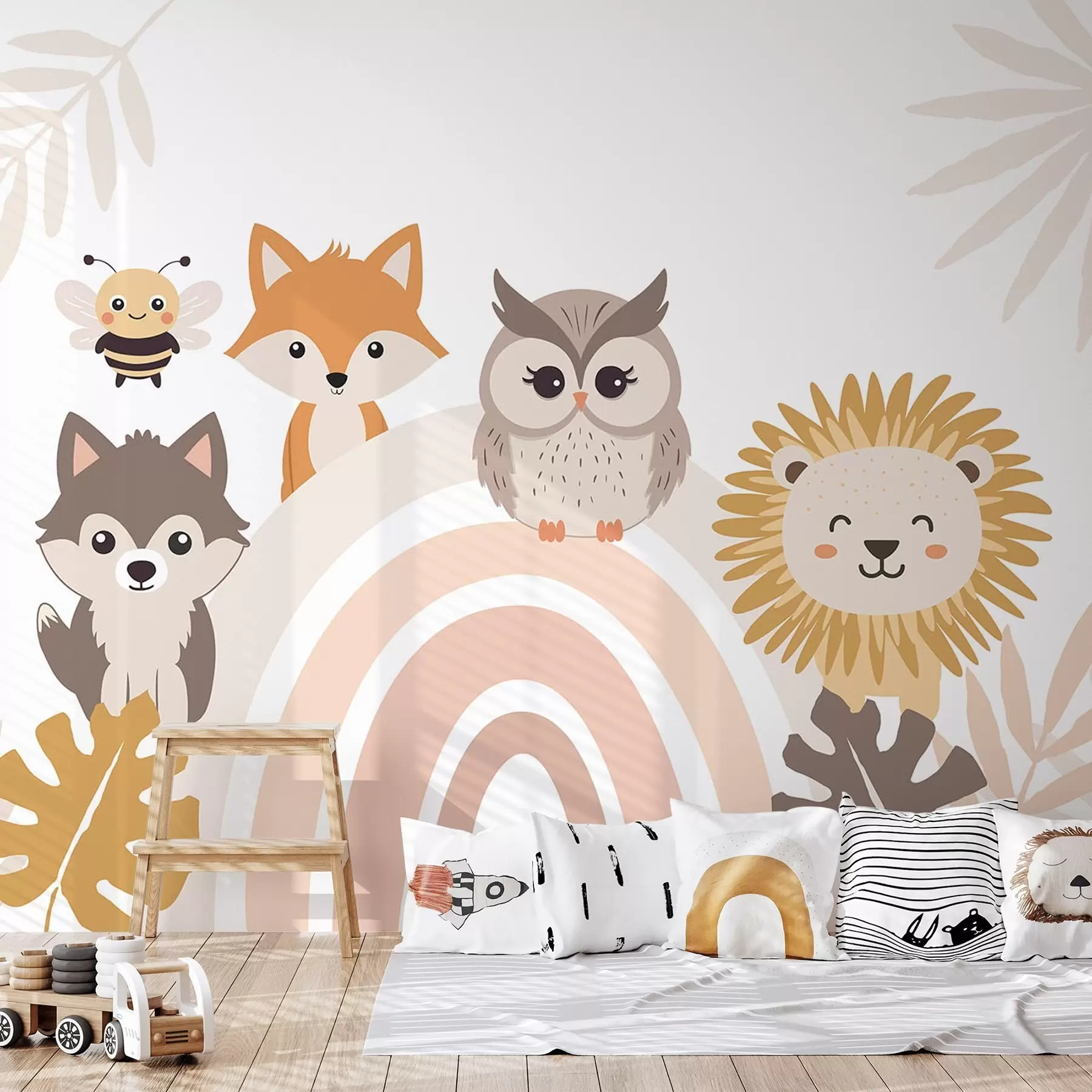 wall murals Слатке животиње близу дуге w05399
