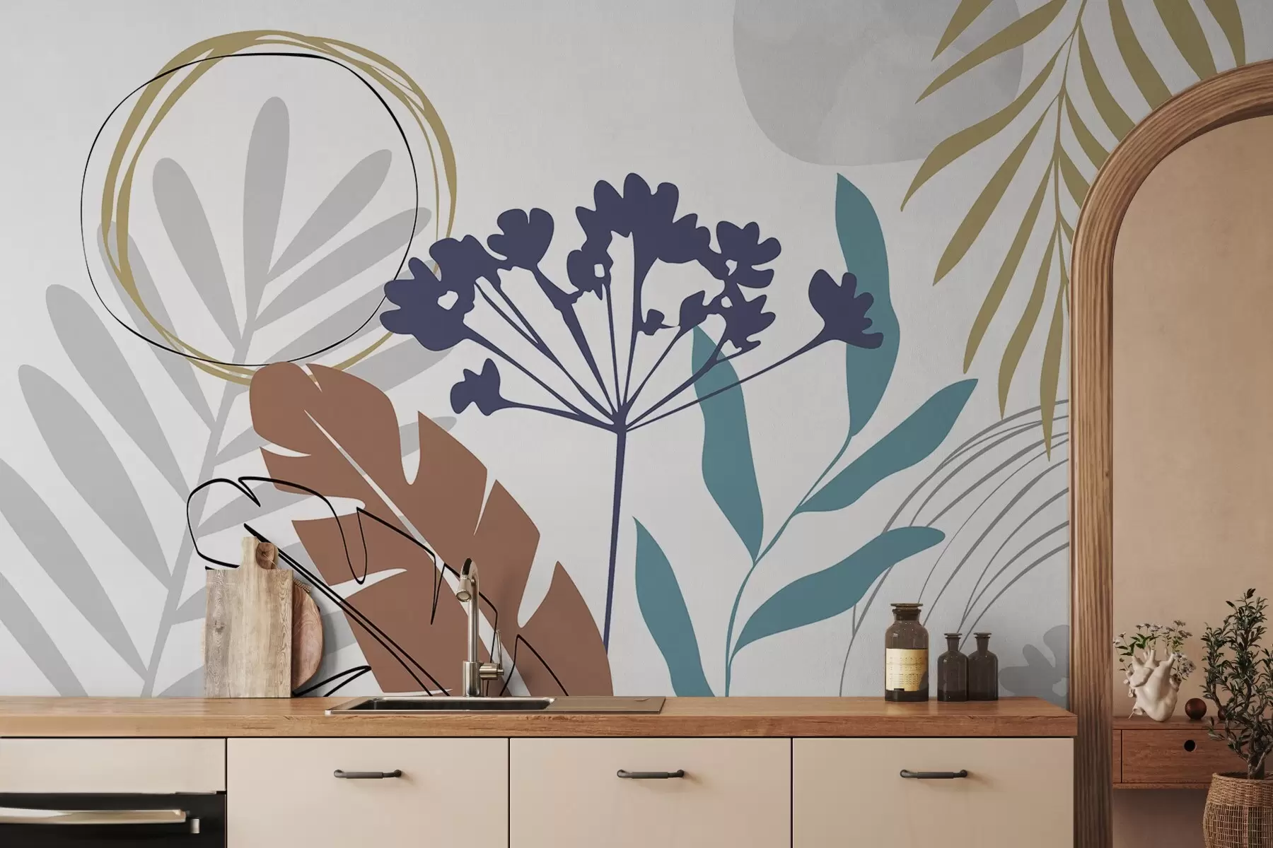 wall murals Апстракција са биљкама w05400