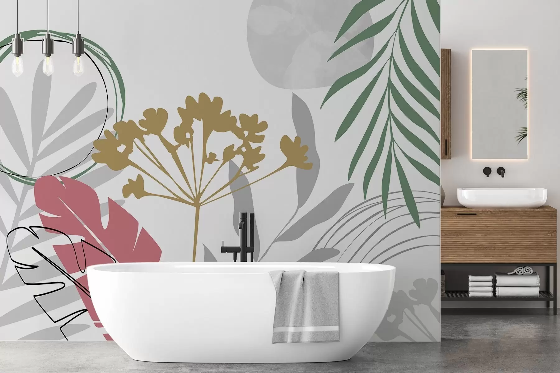 wall murals Апстракција са биљкама w05400v1