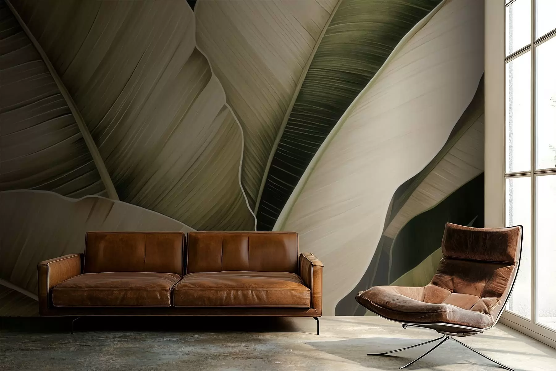 wall murals Листови банане, дуги листови w05403