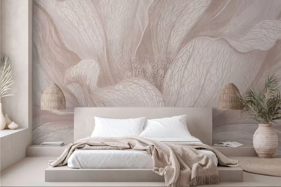 wall murals Апстрактни цвет у светлим беж тоновима w05119