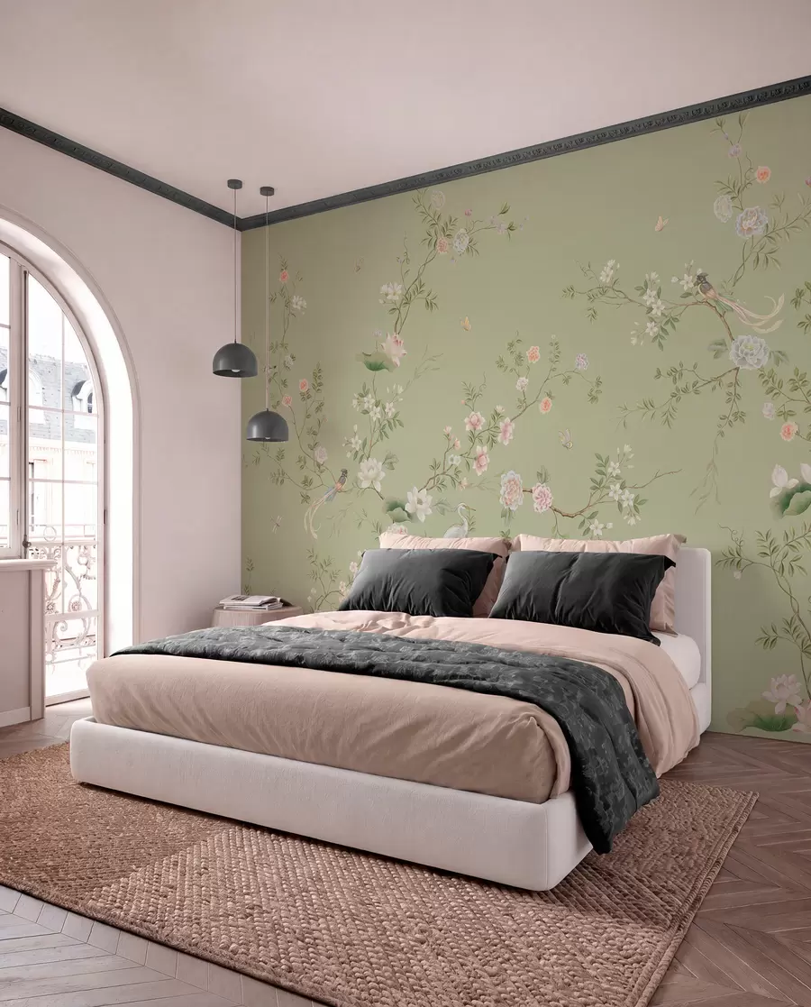 wall murals Ptice u vrtu boje žalfije w05416