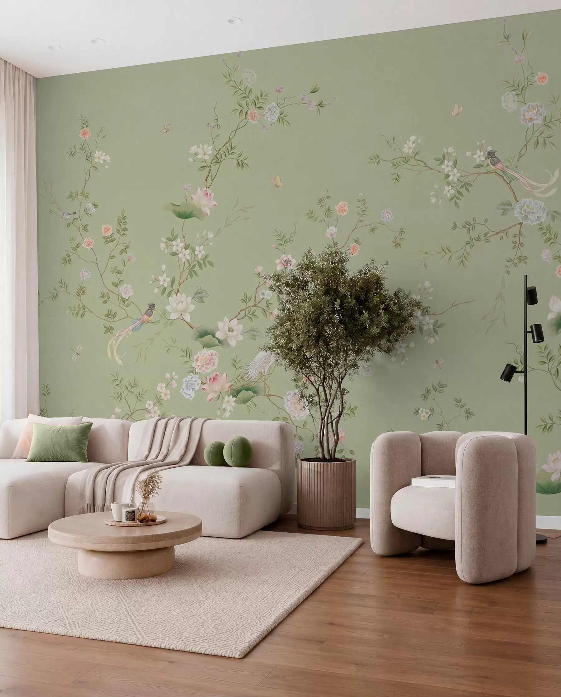 wall murals Ptice u vrtu boje žalfije w05416