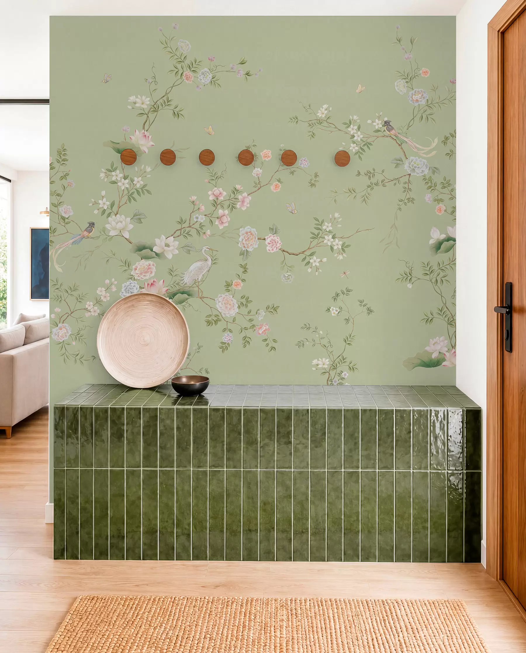 wall murals Ptice u vrtu boje žalfije w05416