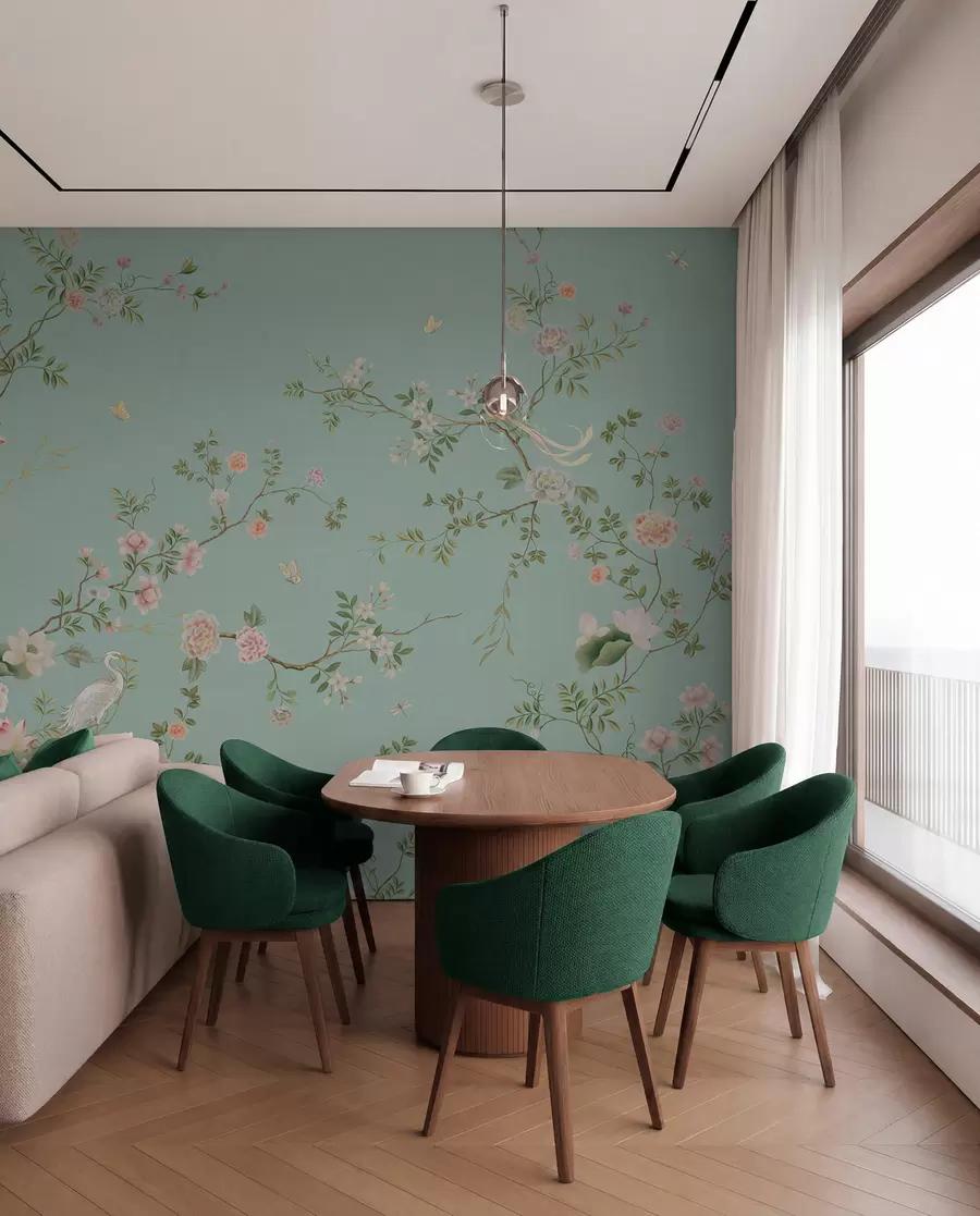 wall murals Ptice na plavoj žalfiji w05416v1