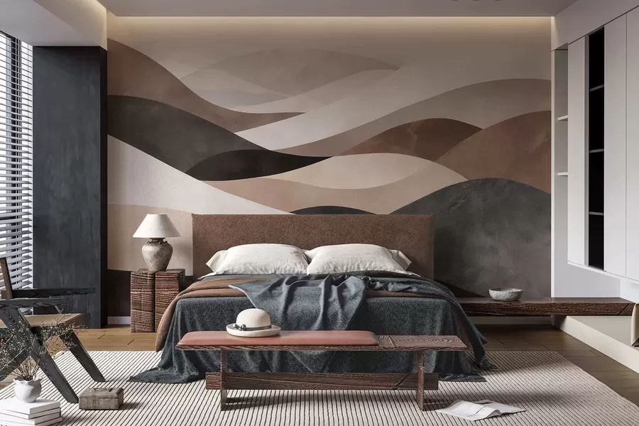 wall murals Апстрактни таласи у пешчано беж тоновима w09792