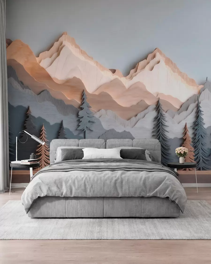 wall murals Izrezbareni slojevi planina w09793
