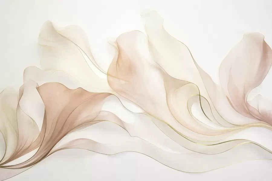 wall murals Апстрактна текућа текстура у нијансама брескве и крема са нежним линијама w09815