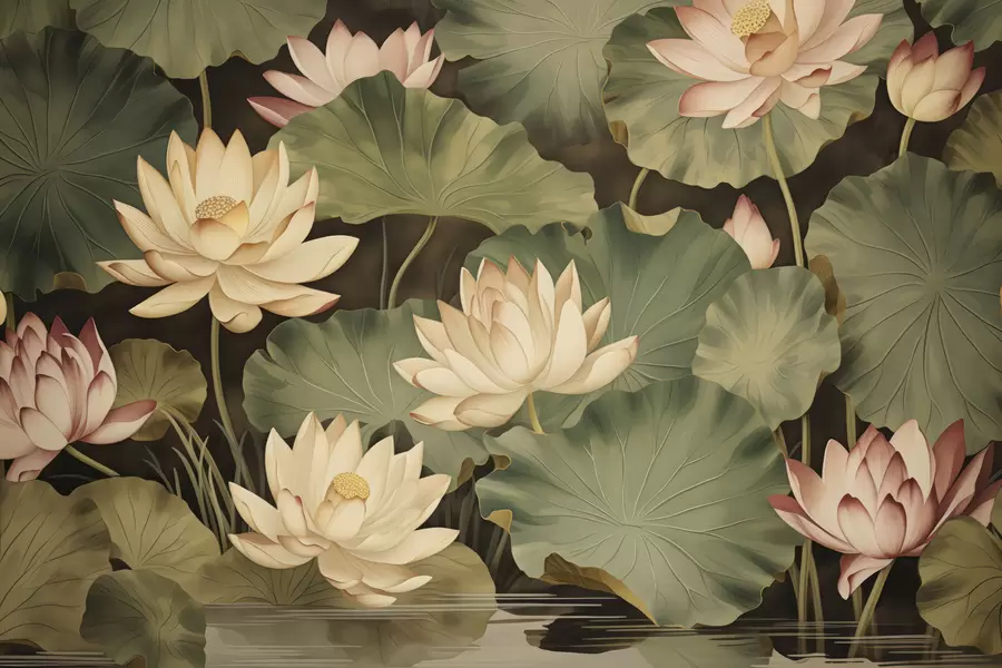 wall murals Винтажни цветови лотоса w05445