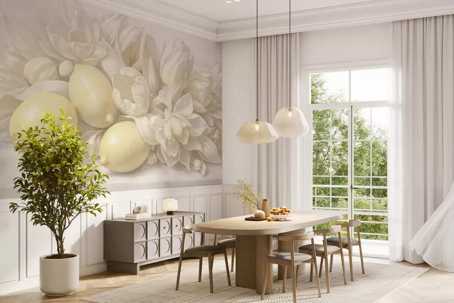 wall murals Нежни цветни букет са лимунима w05449