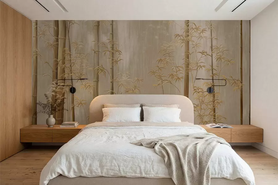 wall murals Беж бамбус са танким стабљикама w05120v2