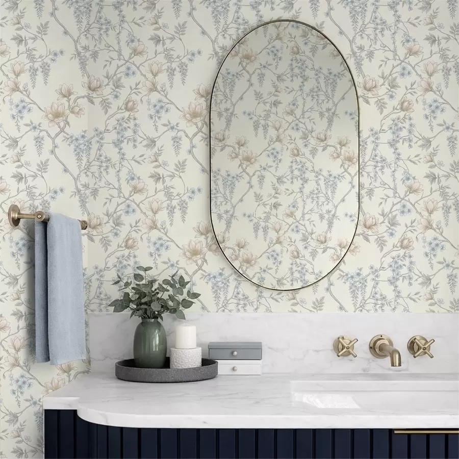 wall murals Нежни цветни узорак са гранама и цвећем a01159