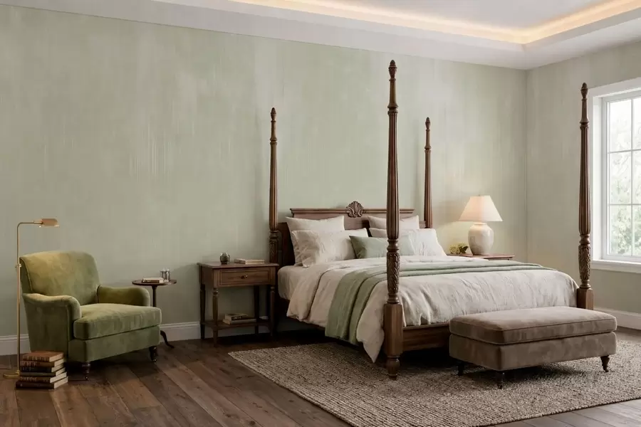 wall murals Бледо зелена позадина са светлом вертикалном текстуром w05121v3