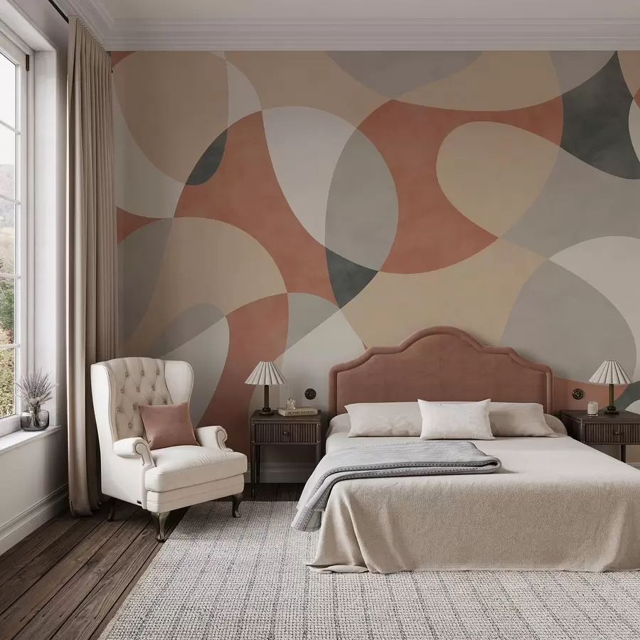 wall murals Апстрактни узорак са заобљеним облицима у топлим тоновима w05149v1