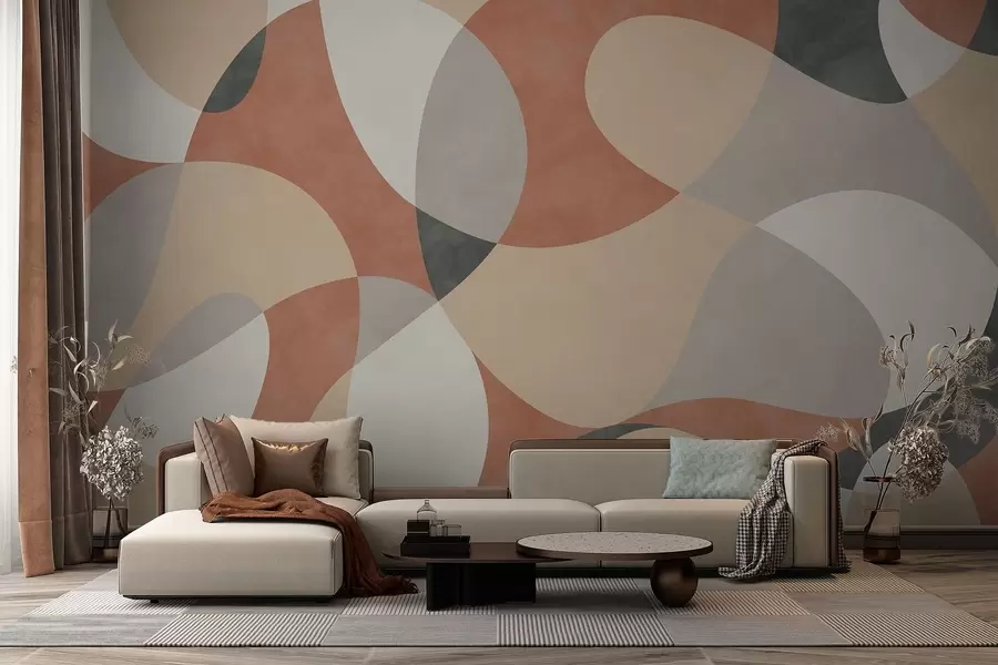 wall murals Апстрактни узорак са заобљеним облицима у топлим тоновима w05149v1