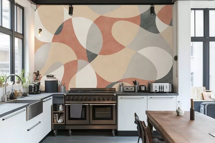 wall murals Апстрактни узорак са заобљеним облицима у топлим тоновима w05149v1