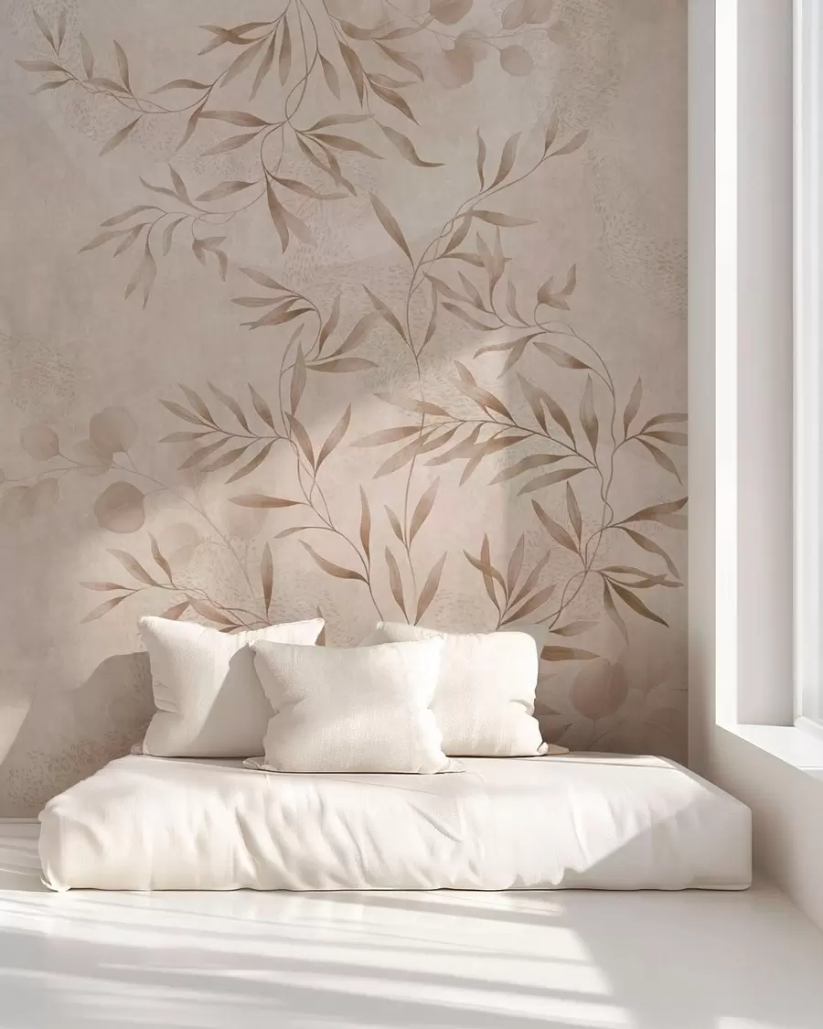 wall murals Ботанички узорак у беж и браон нијансама w05424v2