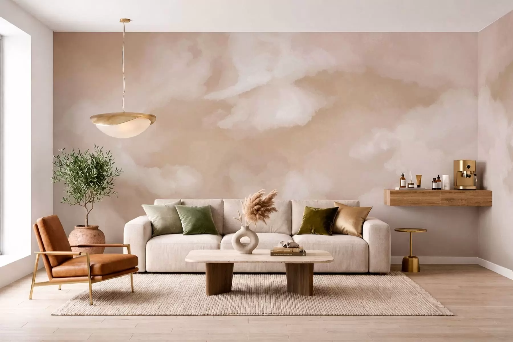 wall murals Мекана облачна позадина у топлим беж тоновима w05426