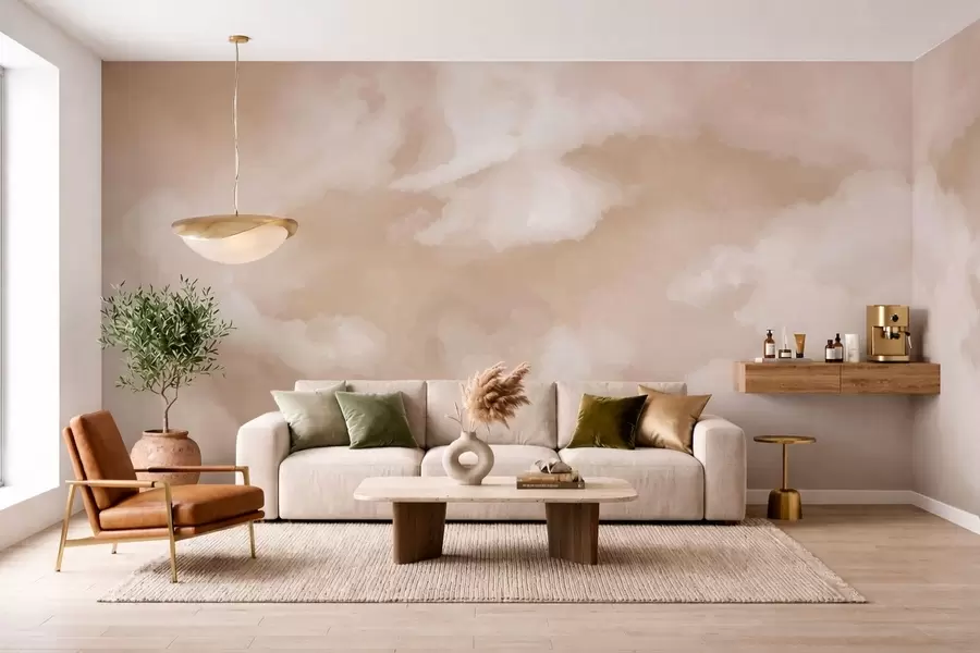 wall murals Мекана облачна позадина у топлим беж тоновима w05426