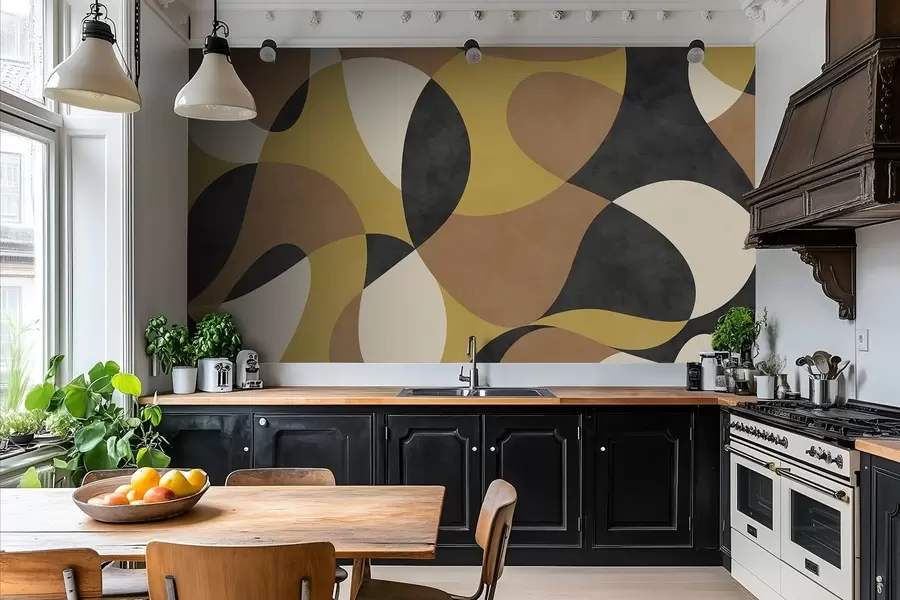 wall murals Апстрактни узорак са течним облицима и контрастом w05149