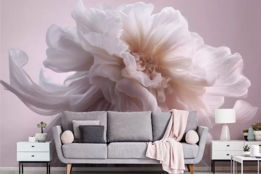 wall murals Волуметријски свилени цвет у нежним ружичастим и беж тоновима w09809