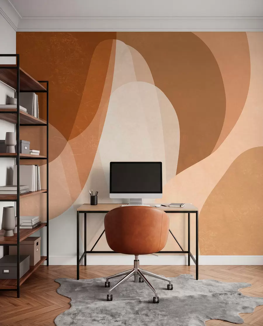 wall murals апстрактне криве у смеђим, беж и кестењастим нијансама w05387