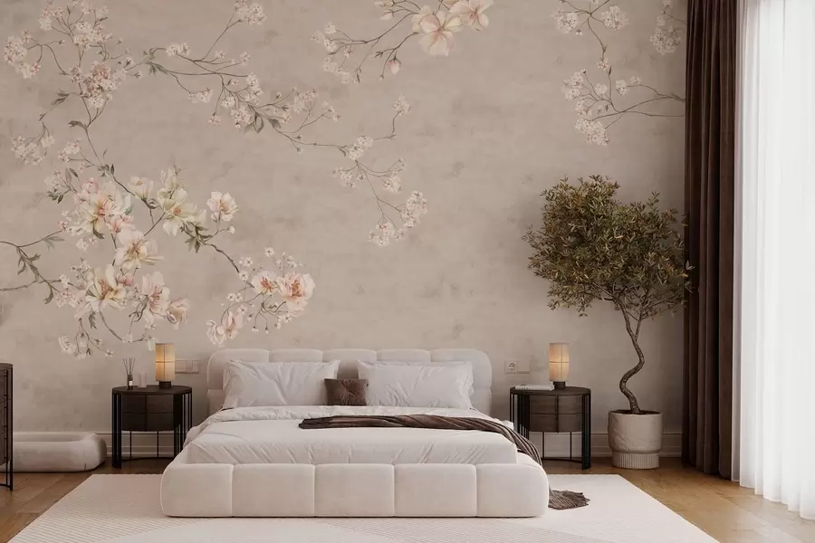 wall murals Нежне цветне гране кинеског порекла на светлој позадини w05427