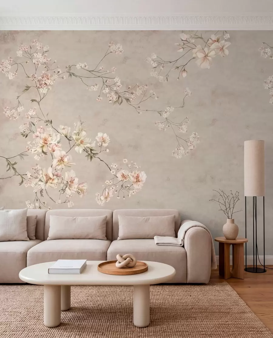 wall murals Нежне цветне гране кинеског порекла на светлој позадини w05427