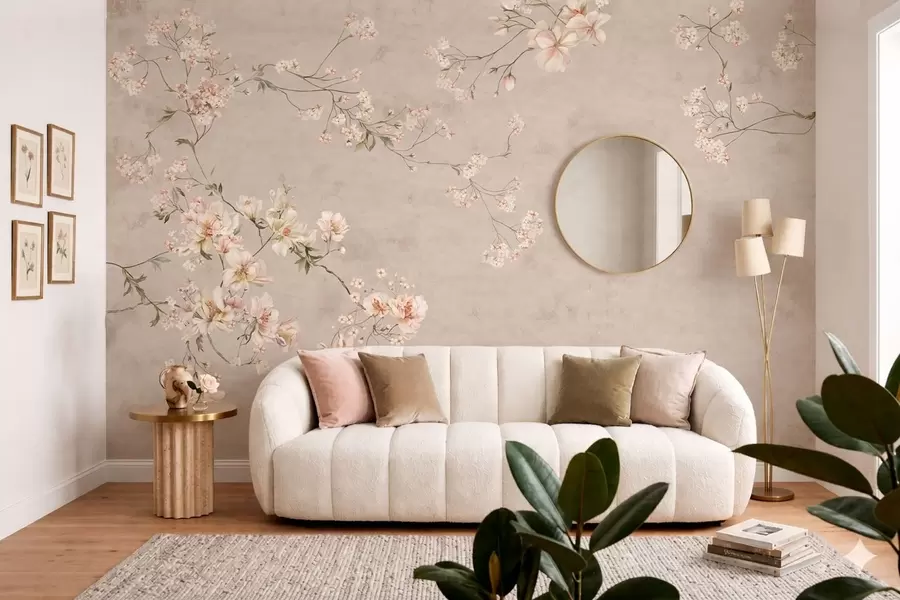 wall murals Нежне цветне гране кинеског порекла на светлој позадини w05427