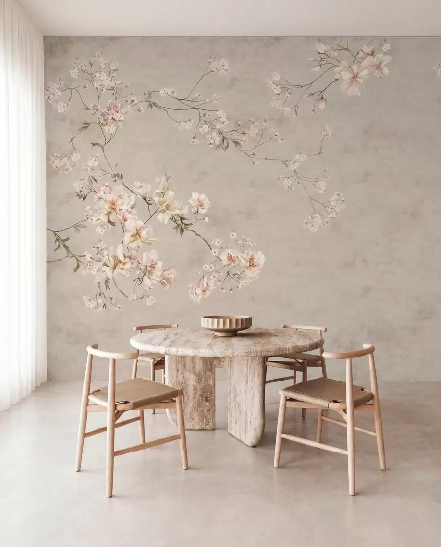wall murals Нежне цветне гране кинеског порекла на светлој позадини w05427