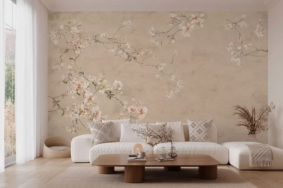 wall murals Цветне гране кинеског порекла на топлој беж позадини w05427v2
