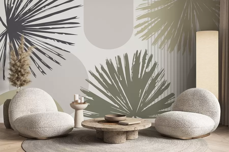 wall murals Апстракција са биљним и геометријским силуетама w05505v2