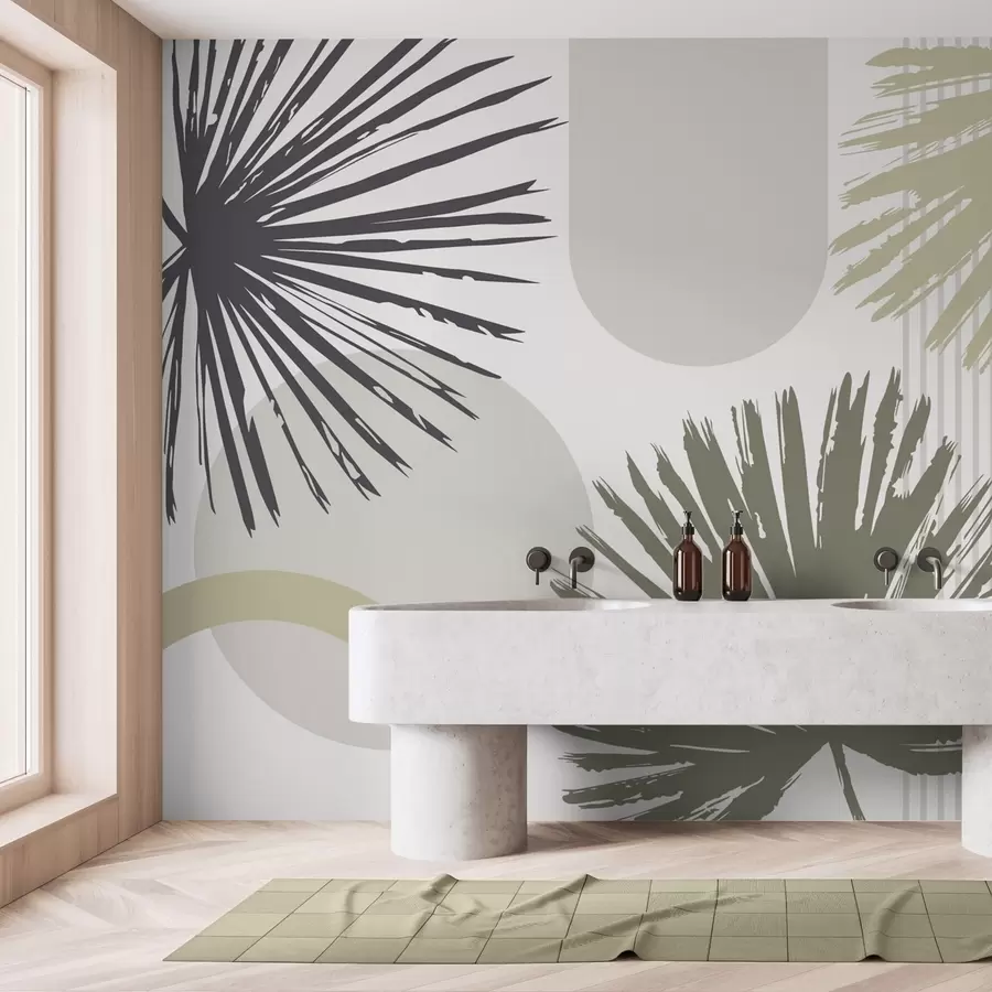 wall murals Апстракција са биљним и геометријским силуетама w05505v2
