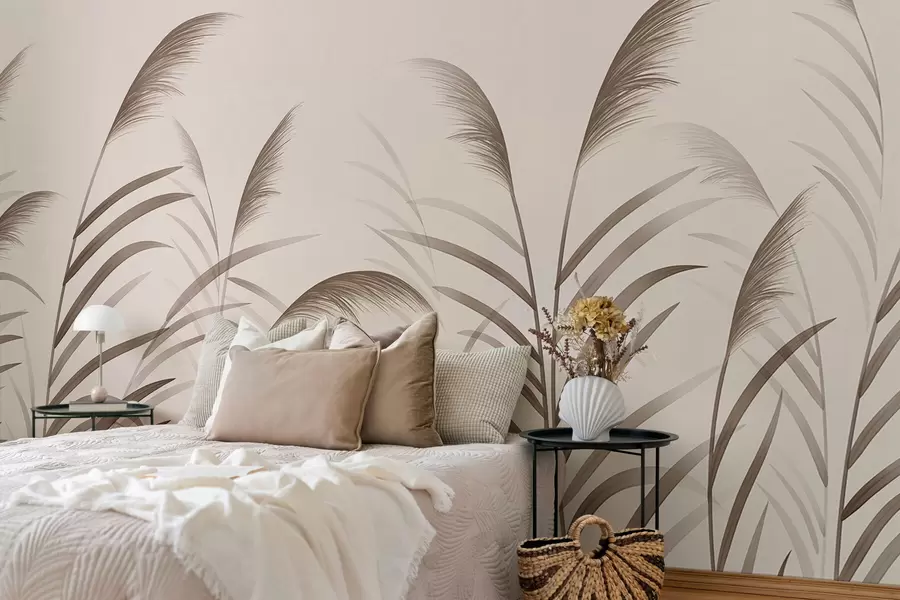 wall murals Минималистичке силуете трске у беж тоновима w05432