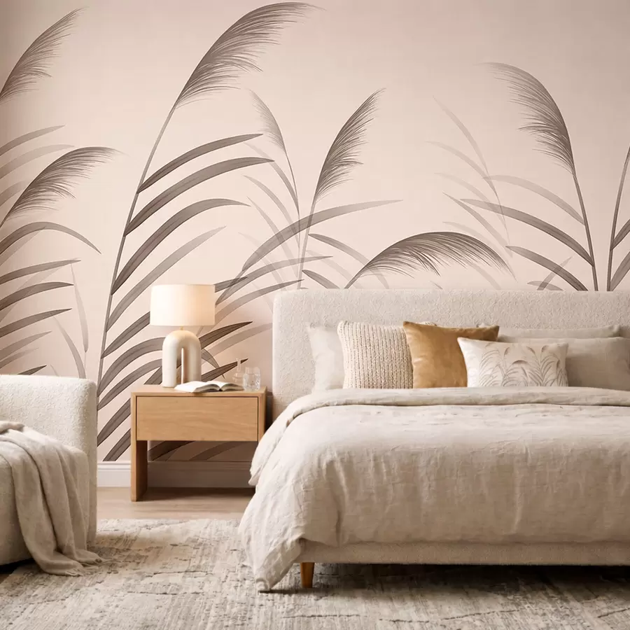 wall murals Минималистичке силуете трске у беж тоновима w05432