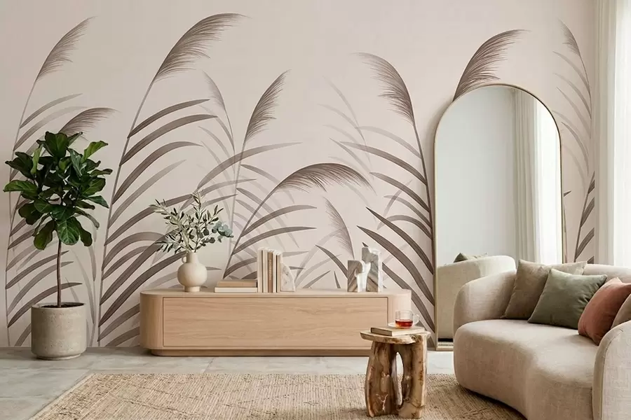 wall murals Минималистичке силуете трске у беж тоновима w05432