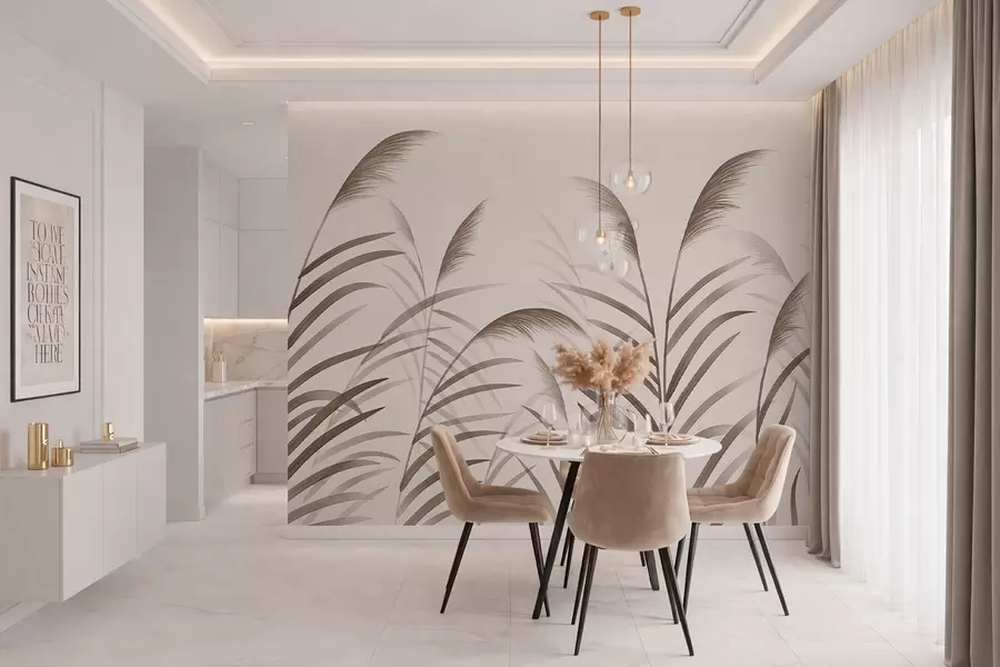 wall murals Минималистичке силуете трске у беж тоновима w05432