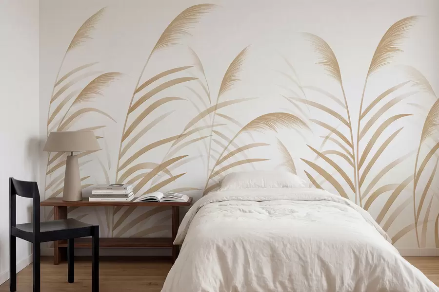 wall murals Минималистичке траве у светлим беж тоновима w05432v1