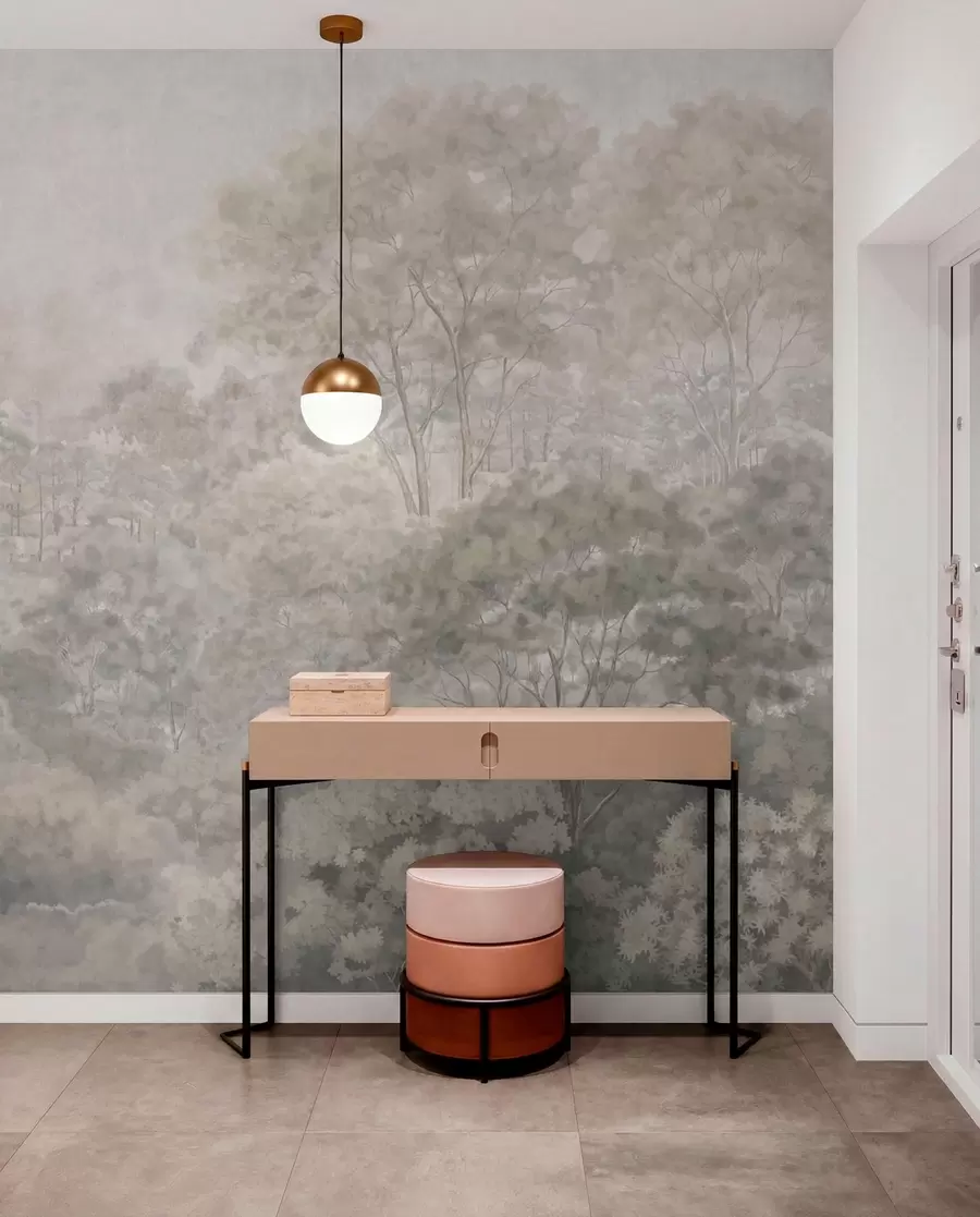 wall murals Šumski pejzaž u bisernoj sivoj w05433v2