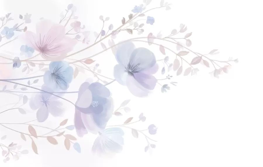 wall murals нежно дивље цвеће на белој позадини w05388