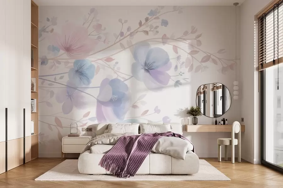 wall murals нежно дивље цвеће на белој позадини w05388