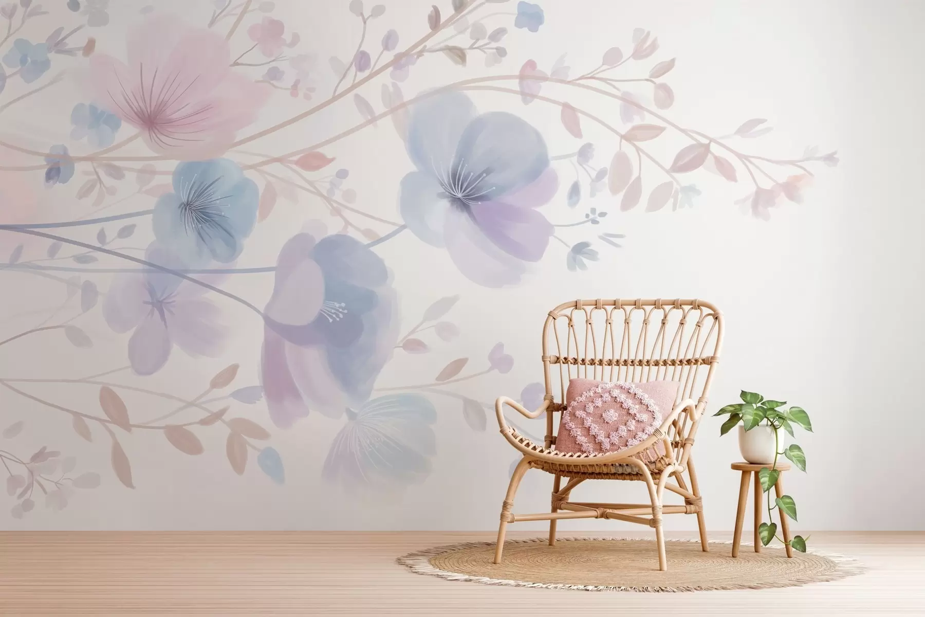 wall murals нежно дивље цвеће на белој позадини w05388