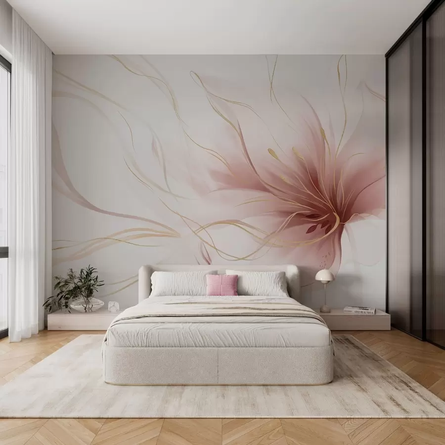 wall murals Апстрактни ружичасти цвет са течним линијама у стилу флуидне уметности w05428v1