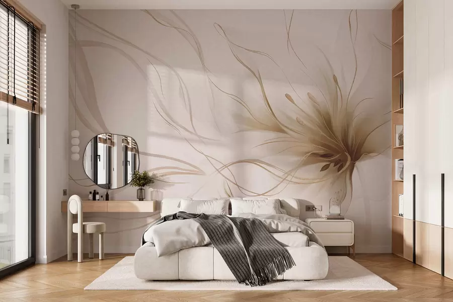 wall murals Апстрактни беж цвет са течним линијама у стилу флуидне уметности w05428v2