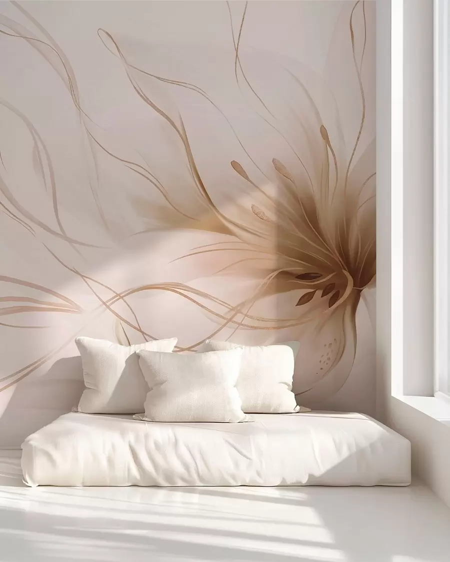 wall murals Апстрактни беж цвет са течним линијама у стилу флуидне уметности w05428v2