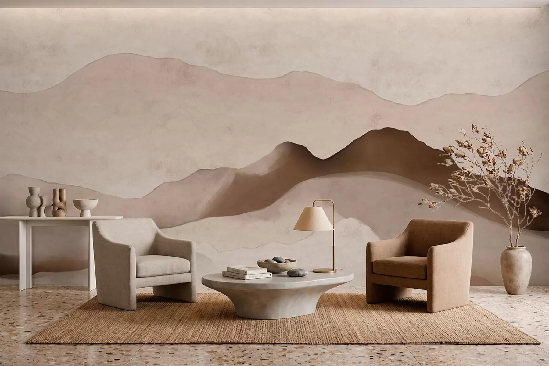 wall murals Апстрактне планине у јапанском и минималистичким стиловима w05434