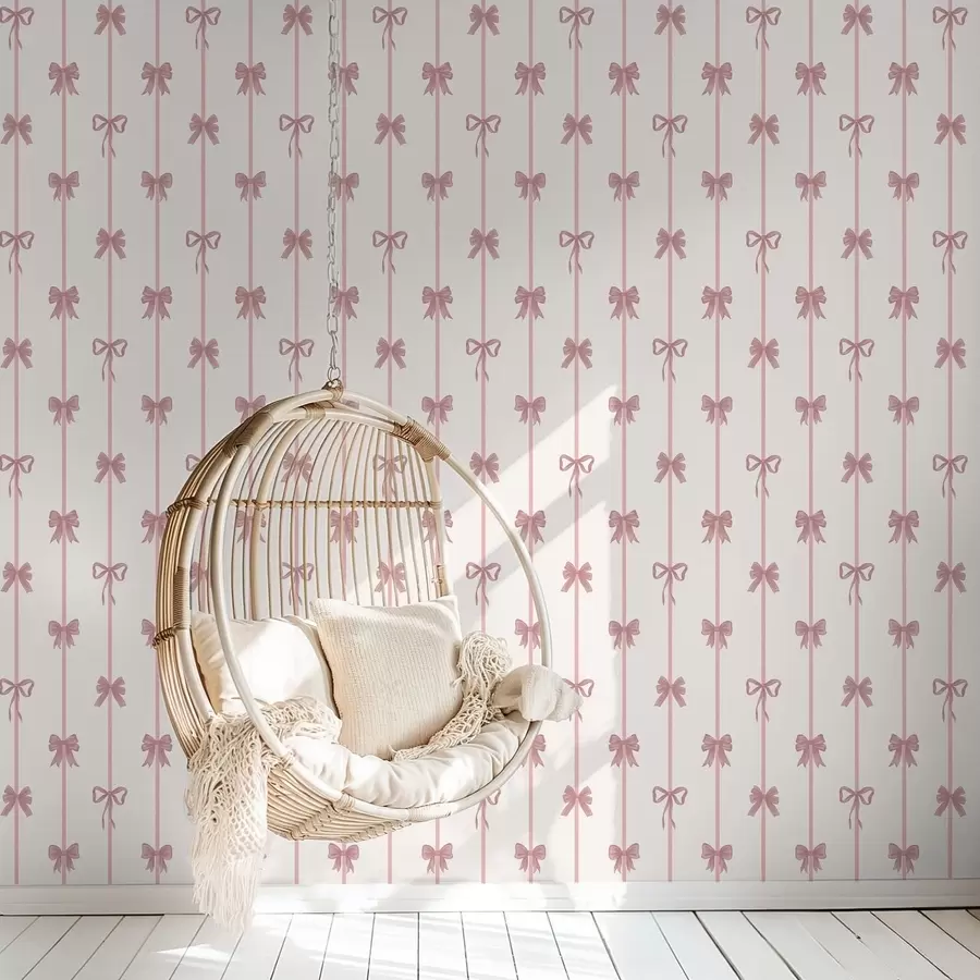 wall murals Ружичасте машне са тракама на светлој позадини a01074